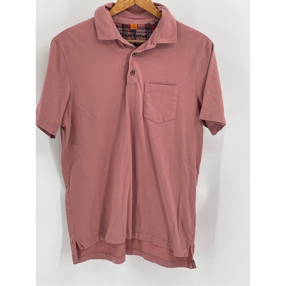 Tailor Vintage Polo Shirt Men's Medium Pink Preppy Short Sleeve